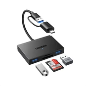 Ugreen Atminties kortelių Micro SD, SD skaitytuvas USB 3.0/USB-C OTG su 2xUSB-A prievadais kaina