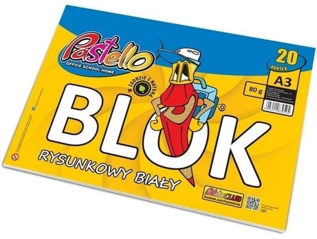 Pastello A3 piešimo blokas, 80g, 20 lapų, baltas