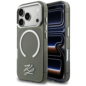 Karl Lagerfeld IML KL Script Logo MagSafe dėklas, skirtas iPhone 17 Pro Max, juodas