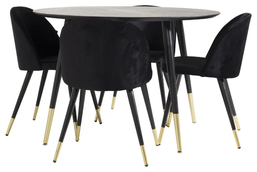 Valgomojo komplektas stalas Dipp su 4 kėdėmis Velvet