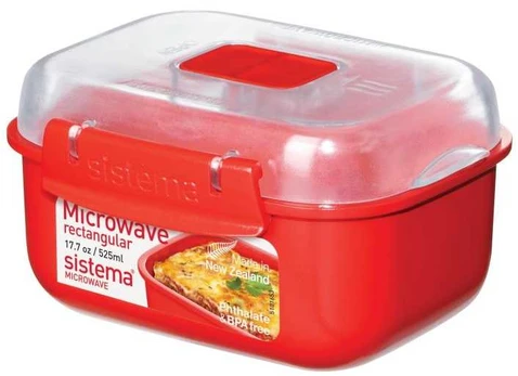 Sistema sistema Mikrowellenbehälter Eckig mit Ventil 525 ml raudona