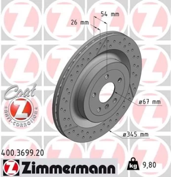 Stabdžių diskas ZIMMERMANN 400.3699.20