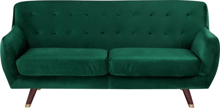 Beliani 3 vietų sofa BODO veliūrinė smaragdinė