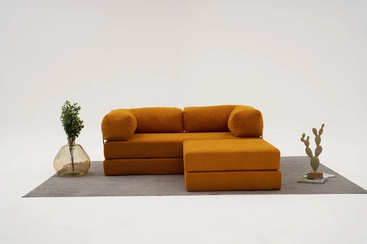 Kampinė sofa, Hanah Home, Comfort, oranžinė, 190 x 75 x 95