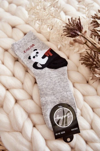 Juokingos moteriškos kojinės Panda In A Cup Gray
