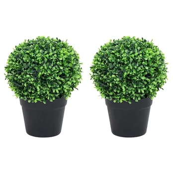Dirbtiniai buksmedžiai vazonuose, 2vnt., žali, 32cm
