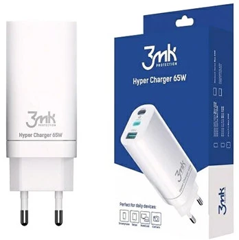 Įkroviklis 3MK Hyper, USB 2.0/2 x USB Type C, balta, 65 W