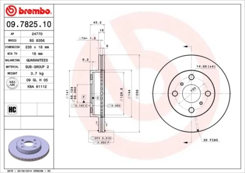 Stabdžių diskas BREMBO 09.7825.10