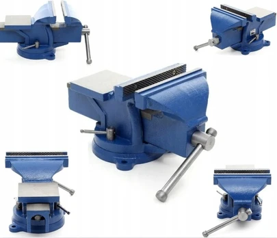 Sukamas stalinis spaustuvas 150 mm su prikalimo plokšte 360°