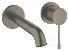 Grohe two-hole basin mixer Essence, wall mounted, brushed hard graphite