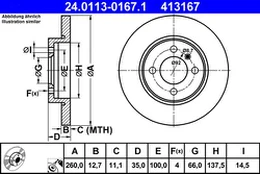 ATE 24.0113-0167.1 Brake Disc kaina