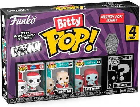 Funko Blister 4 figures Bitty POP Disney Nightmare Before Christmas Santa Jack