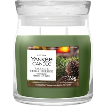 Yankee Candle Signature scented candle glass medium Balsam & Cedar Fireside