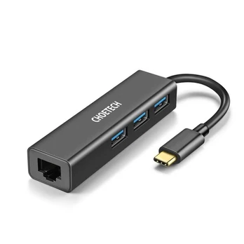 Adapteris CHOETECH USB Type-C - 1x RJ-45, 3x USB Type-A