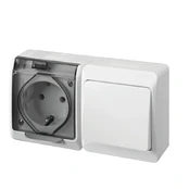 Elektro Plast SOCKET+SWITCH HERMES IP44 Baltas/Pilkas kaina