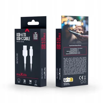 Maxlife kabel MXUC-13 USB-A - USB-C 1,0 m 3A biały