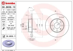 Stabdžių diskas BREMBO 08.8638.11 kaina