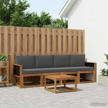 Lauko sofos komplektas su pagalve 4 pcs Natūralus ir antracitas