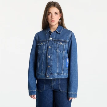 Karl Lagerfeld Jeans Regular Denim Jacket Washed Mid Blue - Dydis M (A1W140021BM Striukės)