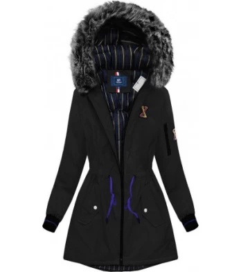 LONGER JACKET WITH HOOD BLACK (M8-757) striukė