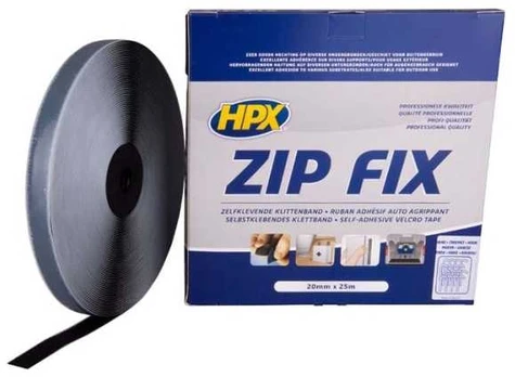 Usorteret HPX zip fix velcro tape sort, 20mm x25m (hook)