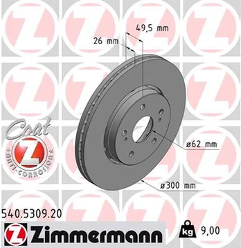 Stabdžių diskas ZIMMERMANN 540.5309.20