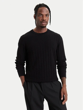 HUGO Megztinis Simond 50570261 Juoda Regular Fit