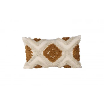 Ada Cushion Cover Polycotton - White/Brown / 30x50