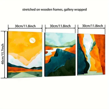 Drobė, 3 vnt., 29,97*39,88cm įrėmintas