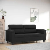 Dvivietė sofa, juodos spalvos, 140cm, dirbtinė oda kaina
