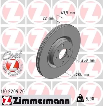 Stabdžių diskas ZIMMERMANN 110.2209.20