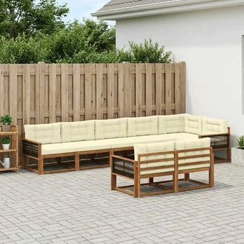 Lauko sofos komplektas su pagalve 8 pcs Natūralus ir grietinėlė