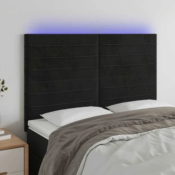 Galvūgalis su LED, juodos spalvos, 144x5x118/128cm, aksomas