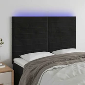 Galvūgalis su LED, juodos spalvos, 144x5x118/128cm, aksomas kaina