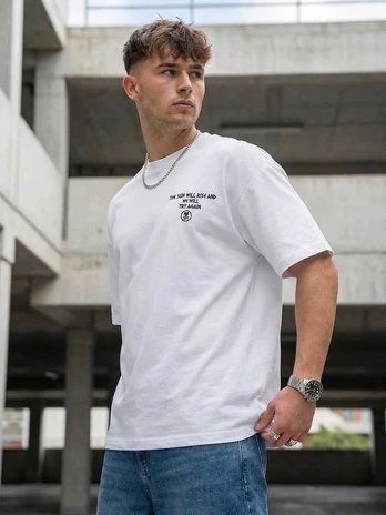 Vyriškas baltas oversize marškinėlis „Jevin“