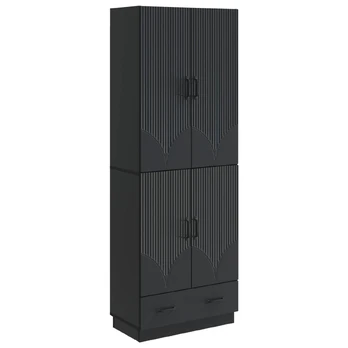 Spintelė 2 pcs Juoda Apdirbta mediena
