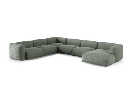 Modular Left Corner Sofa, "Martina", 6 Seats, 420x330x75, Moss Green