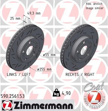 Stabdžių diskas ZIMMERMANN 590.2561.53