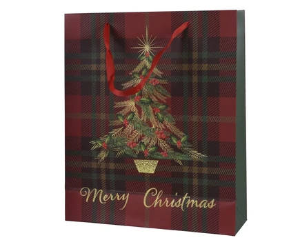 Dovanų maišelis Decoris Tree, 10 cm x 32 cm x 26 cm, žalia