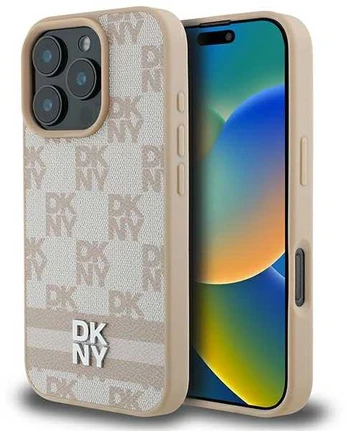 DKNY DKHCP16LPCPTSSP iPhone 16 Pro 6.3" rožinis/pink hardcase Checkered Pattern & Printed Stripes