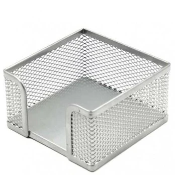Note paper box Forpus, 9.5x9.5cm, silver, perforated metal 1005-007