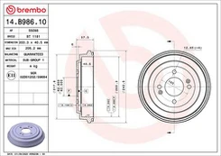 Stabdžių būgnas BREMBO 14.B986.10