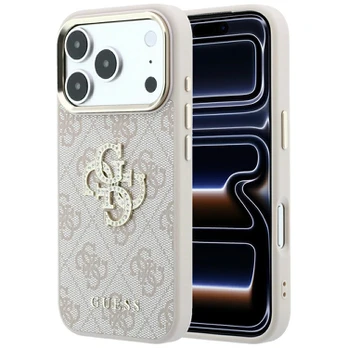 Dėklas Guess 4G & Big Strass Logo do iPhone 18 Pro / 17 Pro rožinė