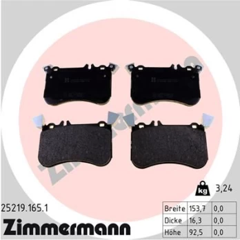 Stabdžių trinkelių rinkinys, diskinis stabdys ZIMMERMANN 25219.165.1