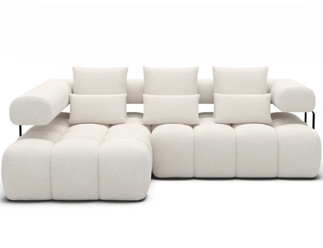 Kampinė sofa Levvi, balta, 184 x 260 cm x 102 cm