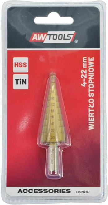 Grąžtas AW-Tools AWTOOLS grąžtai STOPNIOWE HSS-TIN / 4-22mm