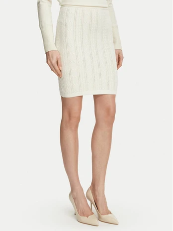 Guess Mini sijonas W6BD12 Z1442 Kreminė Regular Fit