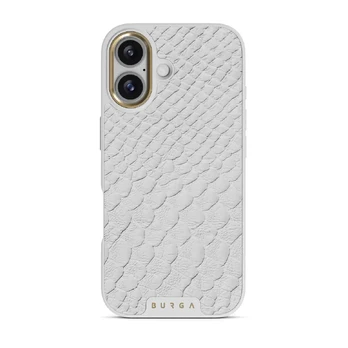 Glacial Desert - White Snakeskin iPhone 17 Case, Elite Light (MagSafe) / Gold