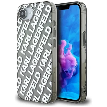Dėklas Karl Lagerfeld IML Repeat Logo do iPhone 16e sidabrinė