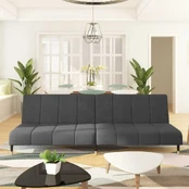 Dvivietė sofa-lova, tamsiai pilkos spalvos, aksomas kaina